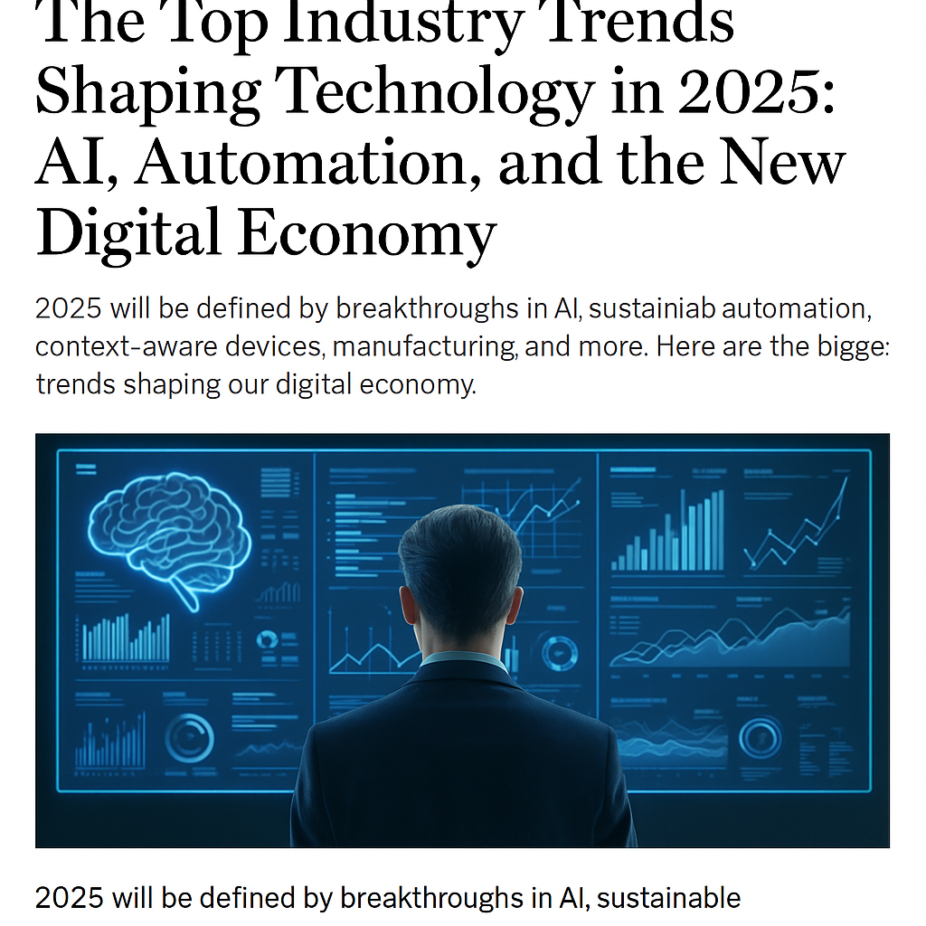 The Top Industry Trends Shaping Technology in 2025: AI, Automation, and the New Digital Economy